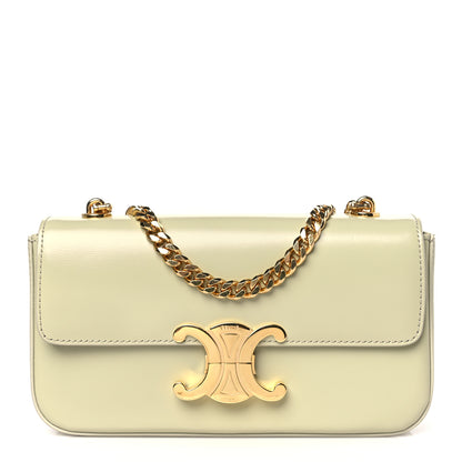 Celine Shiny Calfskin Triomphe Chain Shoulder Bag Almond Green 1 of 8