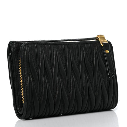 Miu Miu Nappa Matelasse Tri-Fold Flap Wallet Black 3 of 12