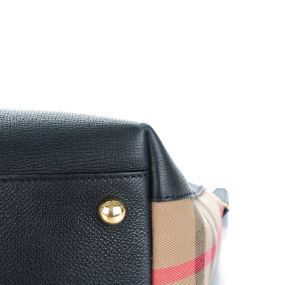 Burberry Derby Calfskin House Check Medium Welburn Tote Black 9 of 9