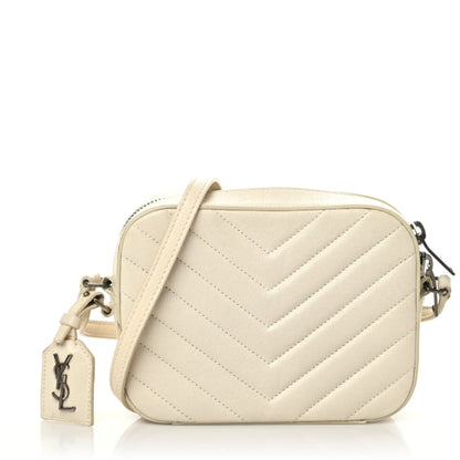 Saint Laurent Sheepskin Chevron Small Camera Bag White 1 of 9
