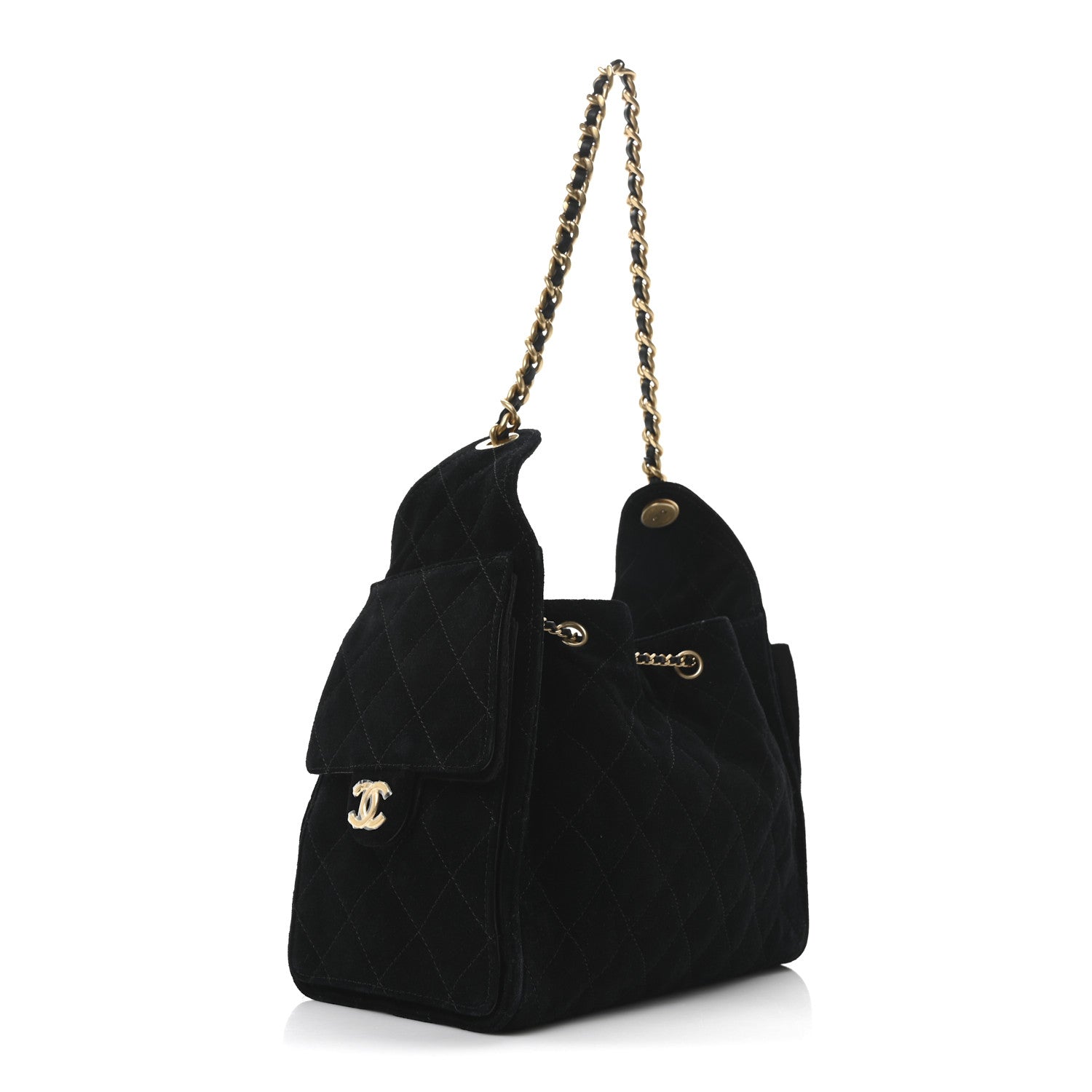 Chanel Suede Quilted Small Chanel 25 Handbag Black 3 of 11
