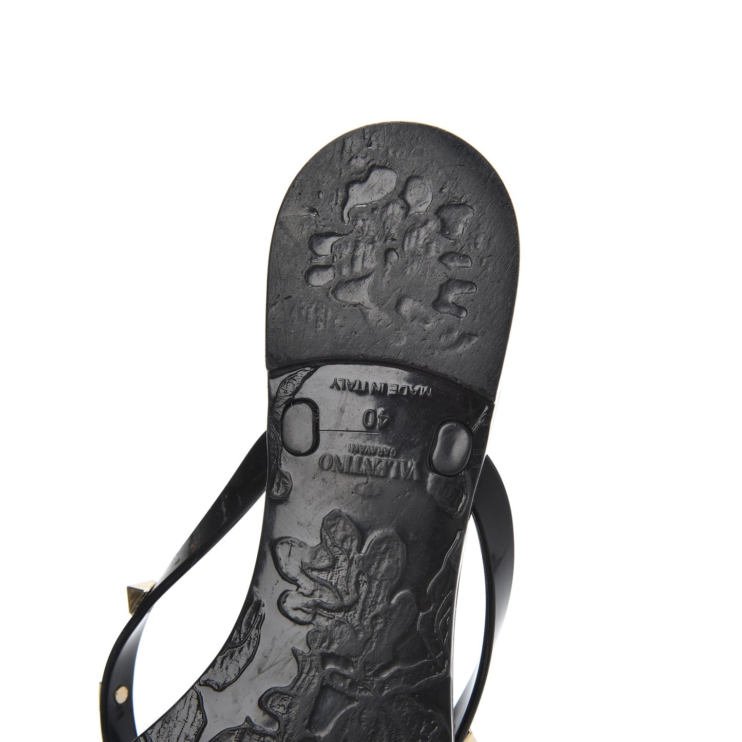 PVC Jelly Rockstud Bow Thong Sandals 40 Black