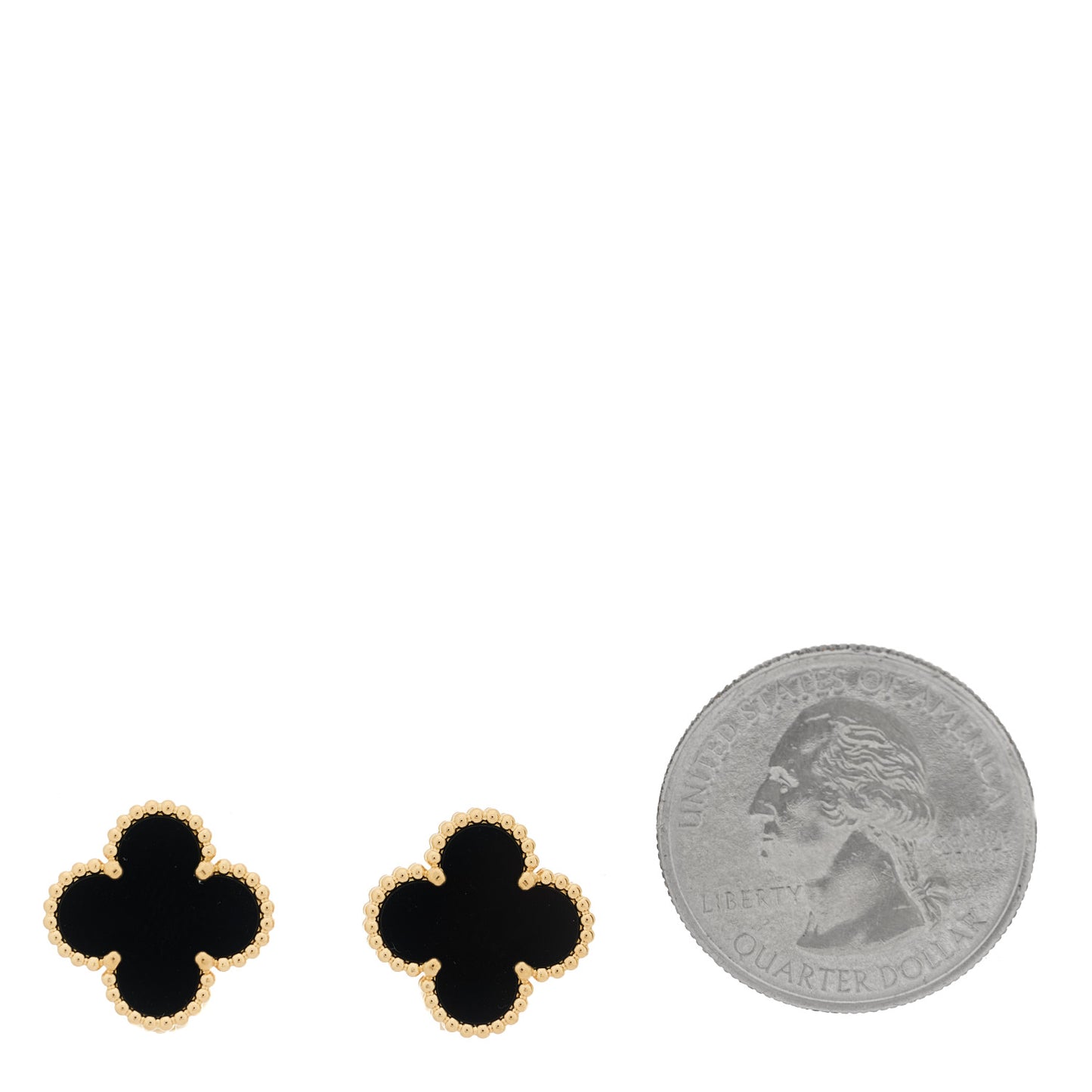 18k Yellow Gold Black Onyx Vintage Alhambra Earrings