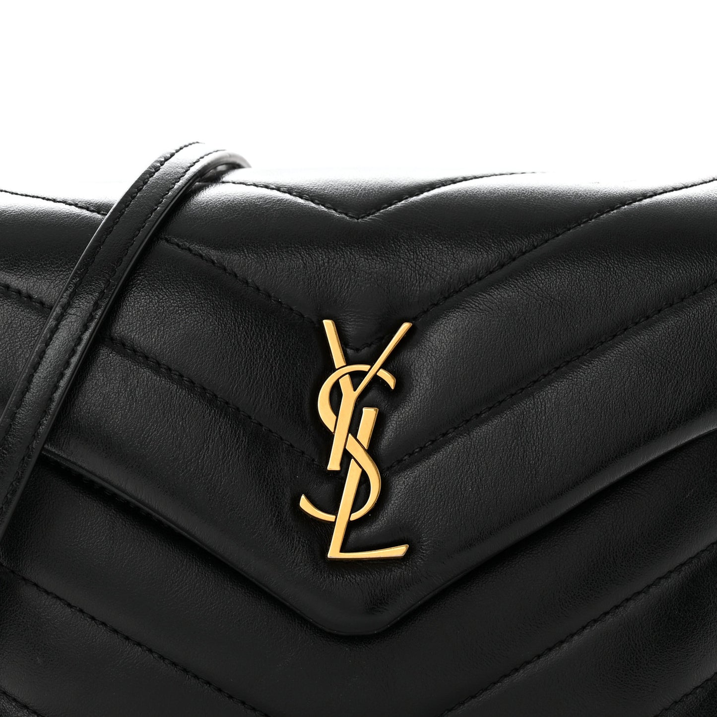 Calfskin Y Quilted Monogram Toy Loulou Crossbody Bag Black