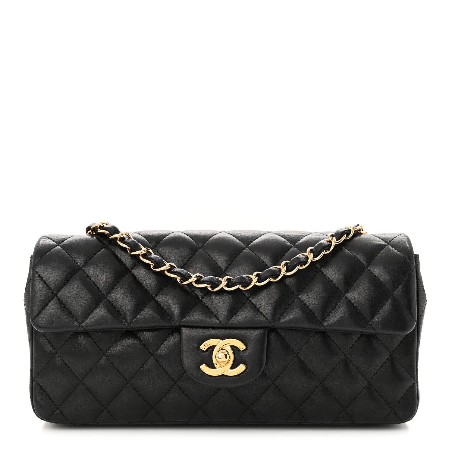 Chanel Lambskin Quilted East West Flap Black 1 of 12
