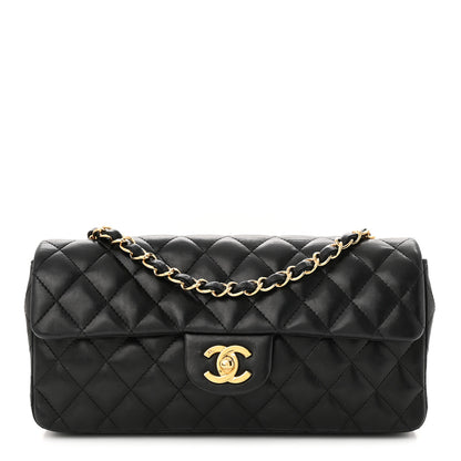 Chanel Lambskin Quilted East West Flap Black 1 of 12