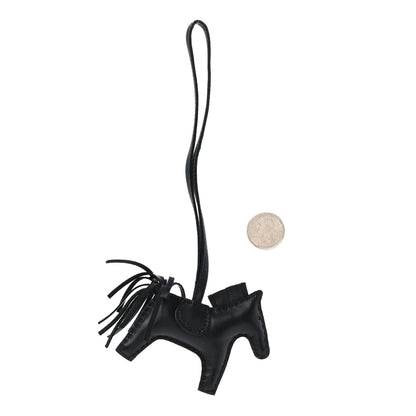 Hermes Milo Lambskin Grigri Rodeo Horse Bag Charm PM So Black 2 of 4