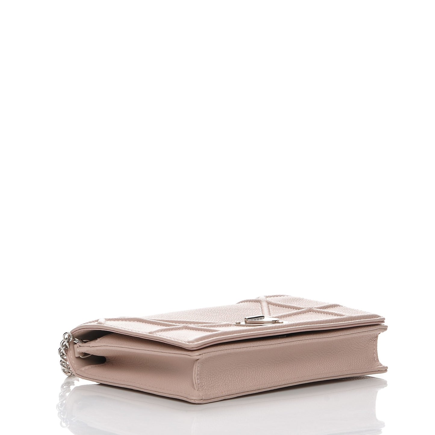 Grained Calfskin Diorama Wallet on Chain Pouch Rose Poudre