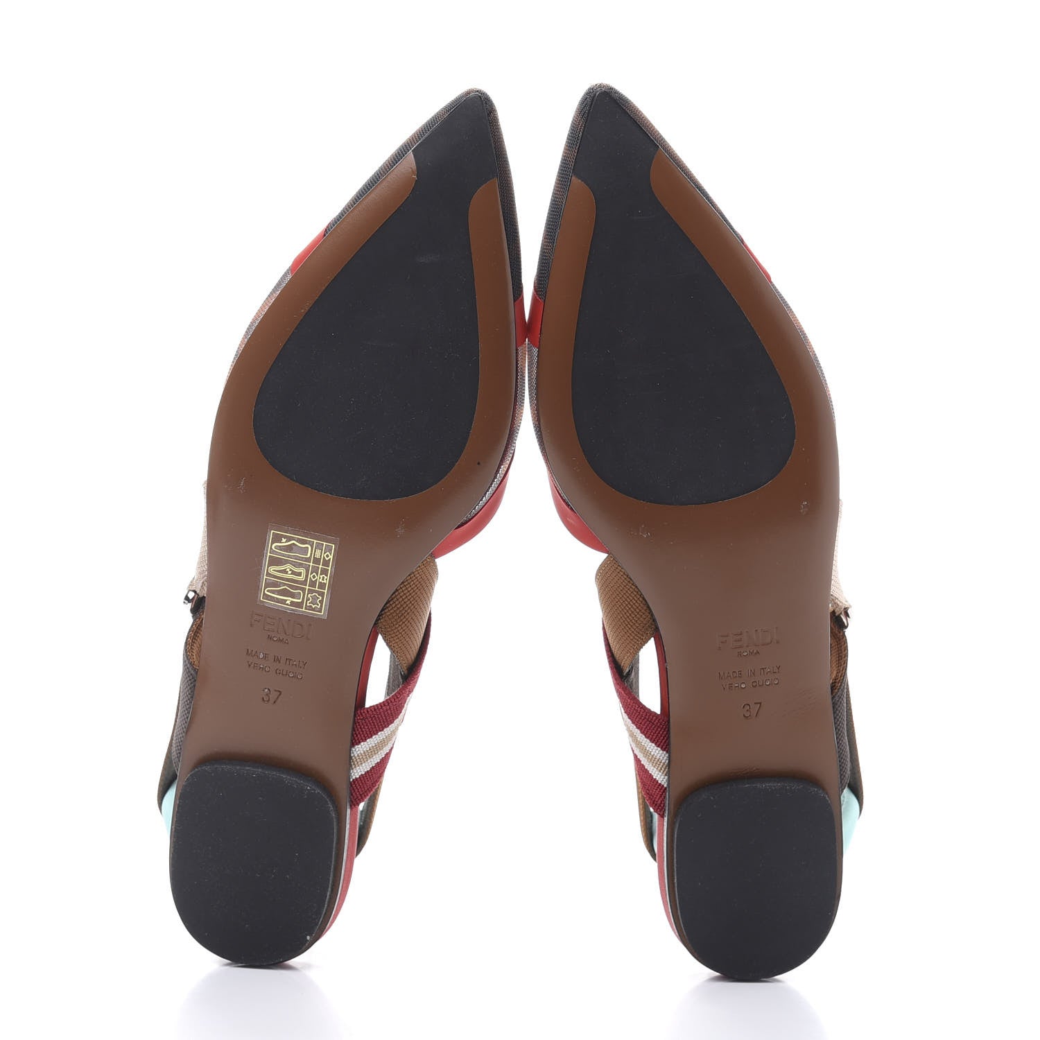 Fendi Technical Mesh FF Colibri Slingback Ballerina Flats 37 Tobacco Moro Cipria Papavero 5 of 8
