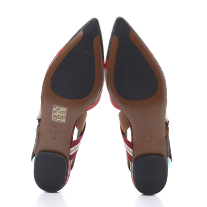 Fendi Technical Mesh FF Colibri Slingback Ballerina Flats 37 Tobacco Moro Cipria Papavero 5 of 8