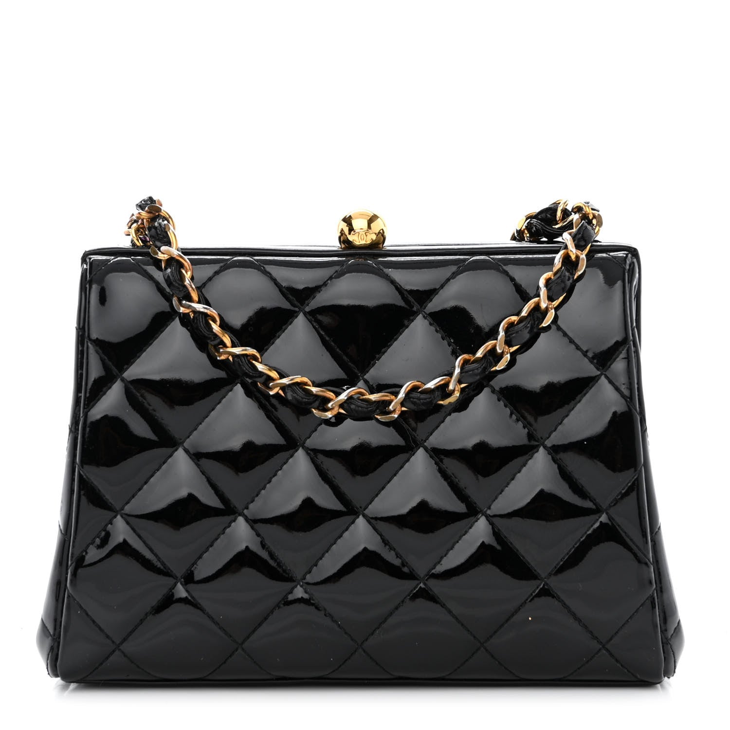 Chanel Patent Quilted Frame Evening Bag Black 1 of 12