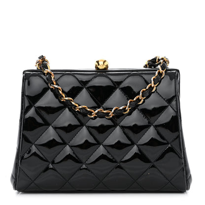 Chanel Patent Quilted Frame Evening Bag Black 1 of 12