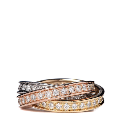 Cartier 18K White Yellow Pink Gold Diamond Trinity Ring 48 4.5 3 of 4