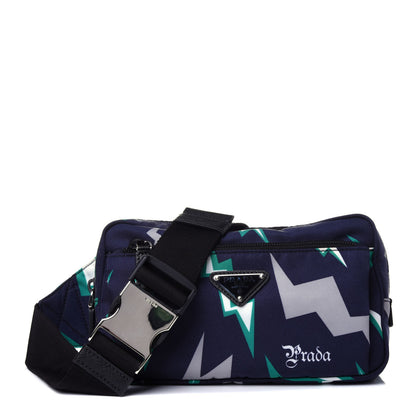 Prada X UNIVERSAL STUDIOS Tessuto Nylon Thunder Frankenstein Belt Bag Blu Smeraldo 1 of 9