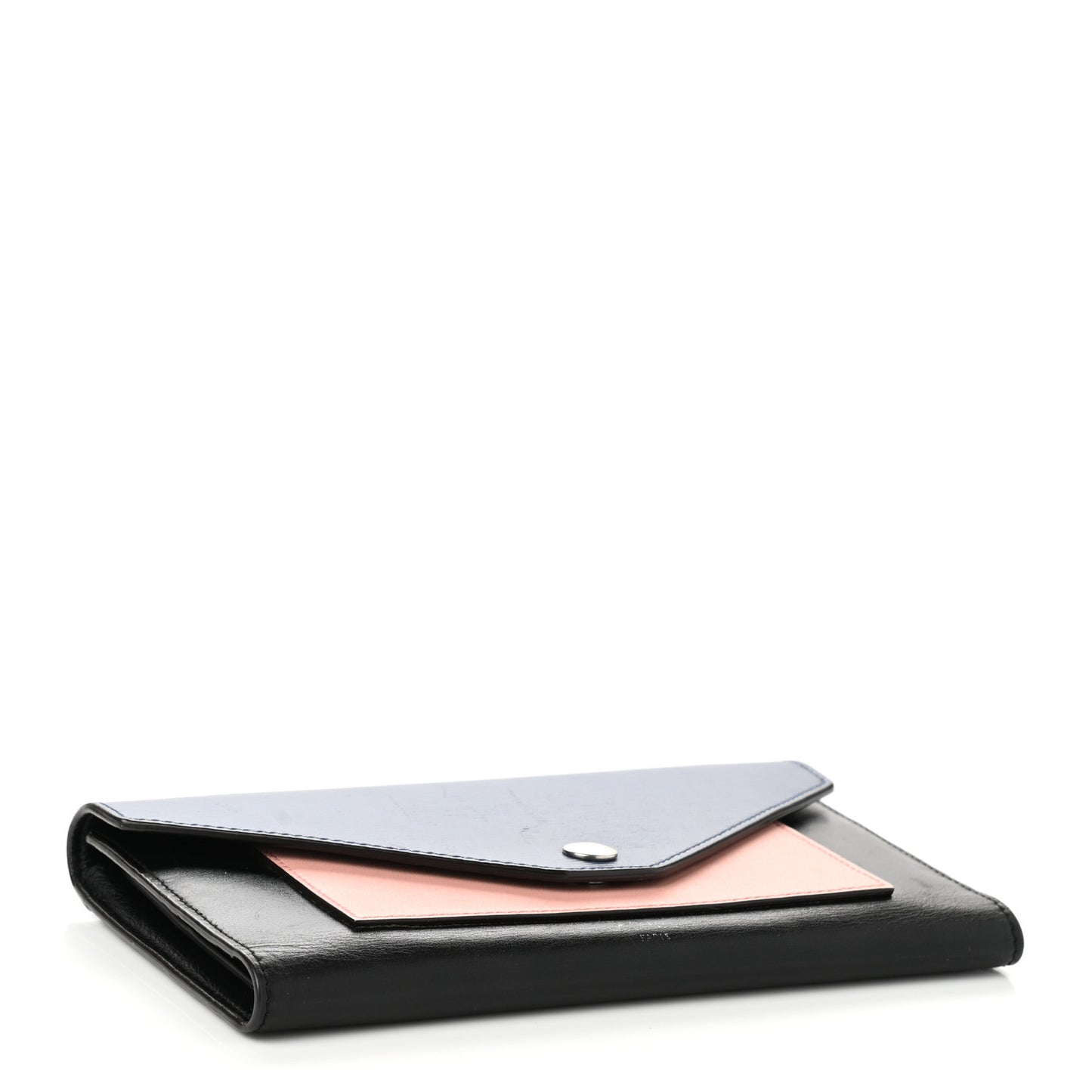 Liege Calfskin Pocket Tri-Fold Multifunction Envelope Flap Wallet Navy Multicolor