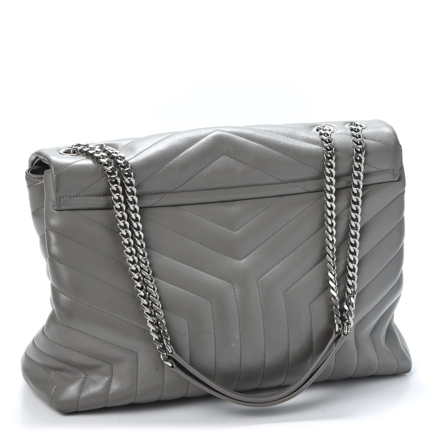 Saint Laurent Calfskin Y Quilted Monogram Large Loulou Chain Satchel Earth 2 of 15