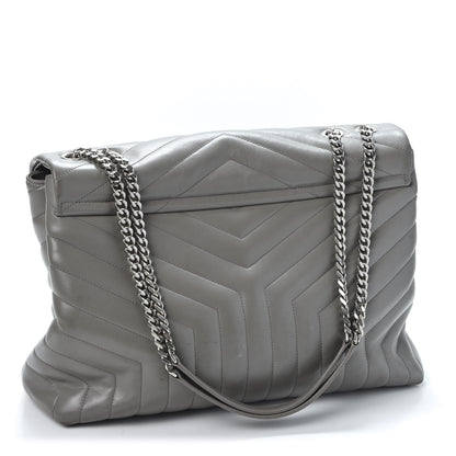 Saint Laurent Calfskin Y Quilted Monogram Large Loulou Chain Satchel Earth 2 of 16
