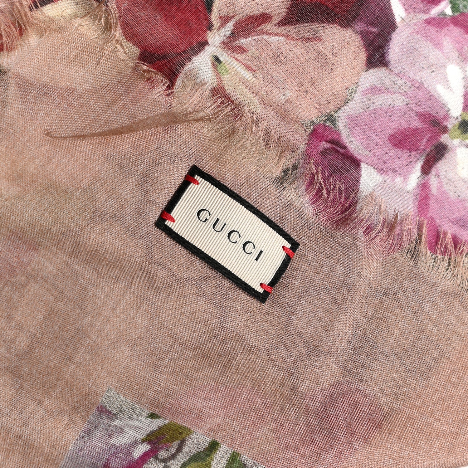Gucci Modal Silk GG Monogram Gery Square Scarf Shell Light Brown 4 of 4