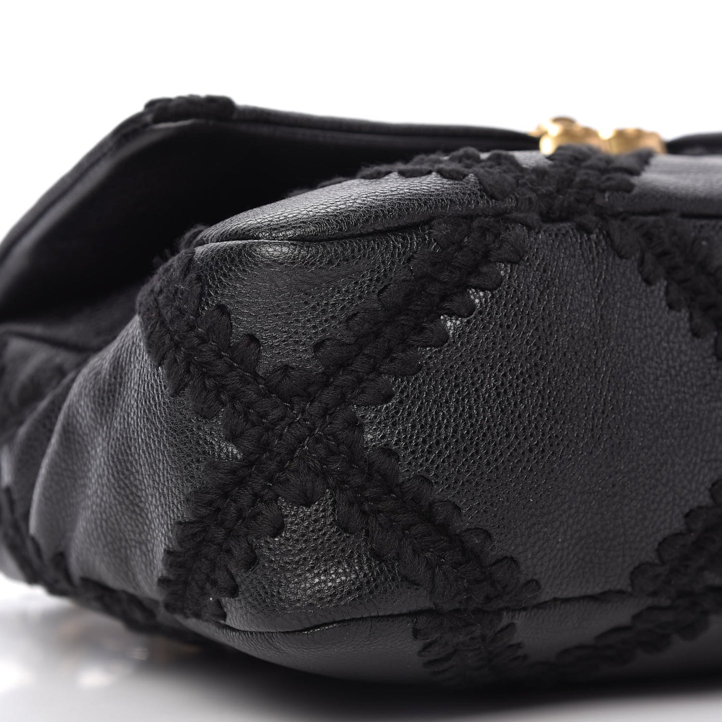 Calfskin Crochet Medium Chanel 19 Flap Black