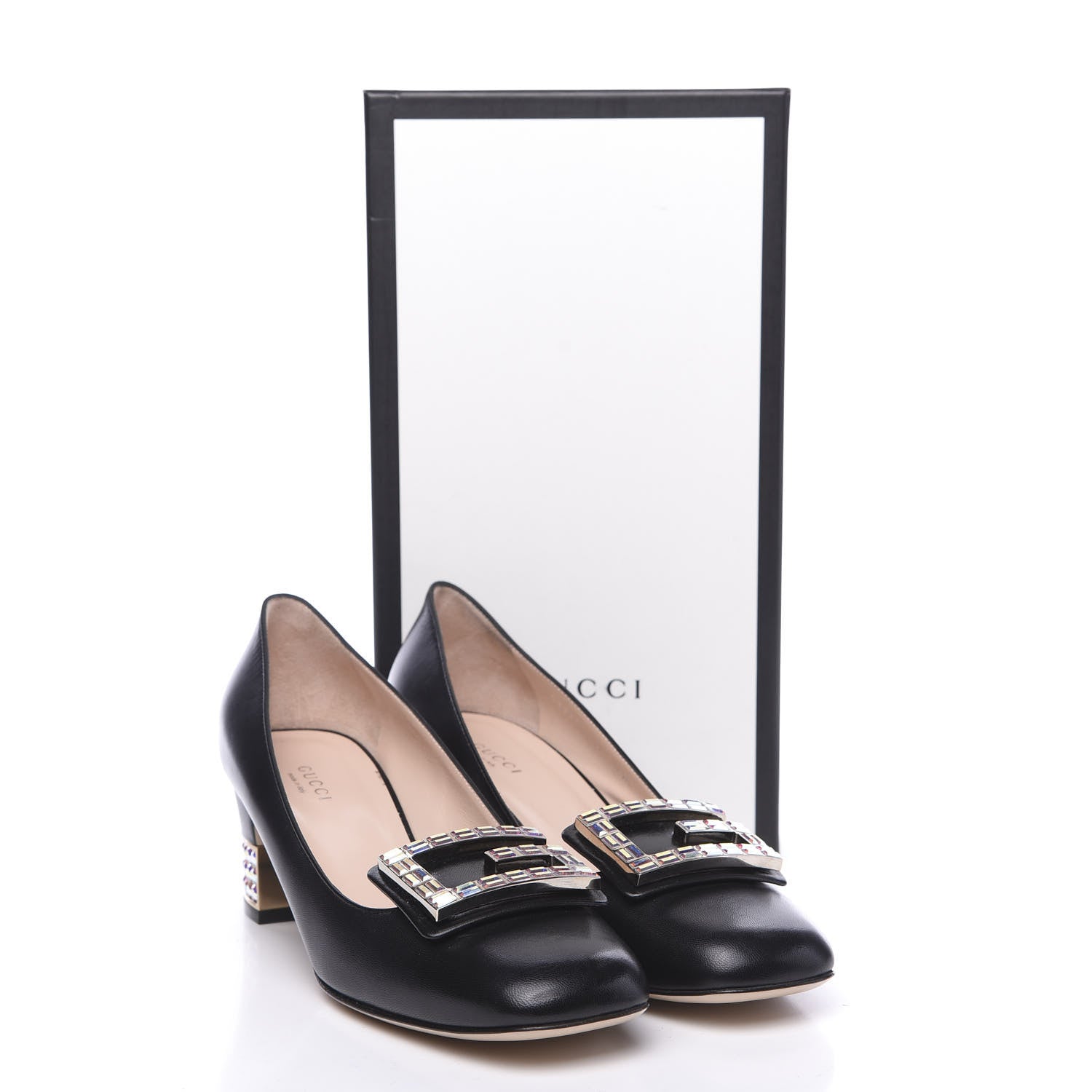 Gucci Malaga Kid Crystal Square G Madelyn Mid Heel Loafer Pumps 39 Black 10 of 10