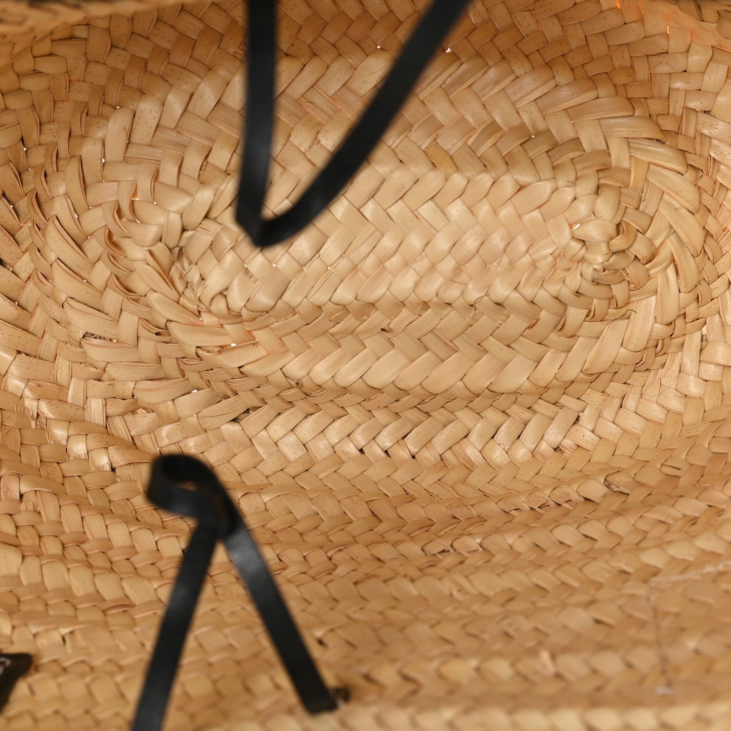 Raffia Small Basket Tote Bag Natural Black