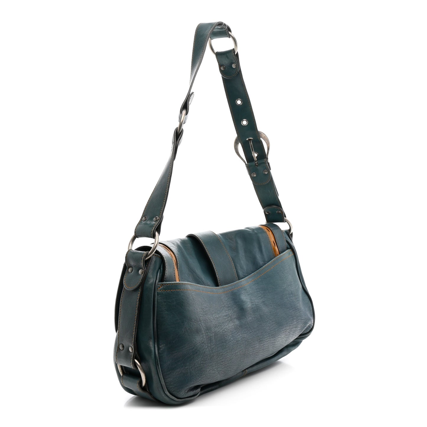Calfskin Medium Gaucho Double Saddle Bag Dark Blue