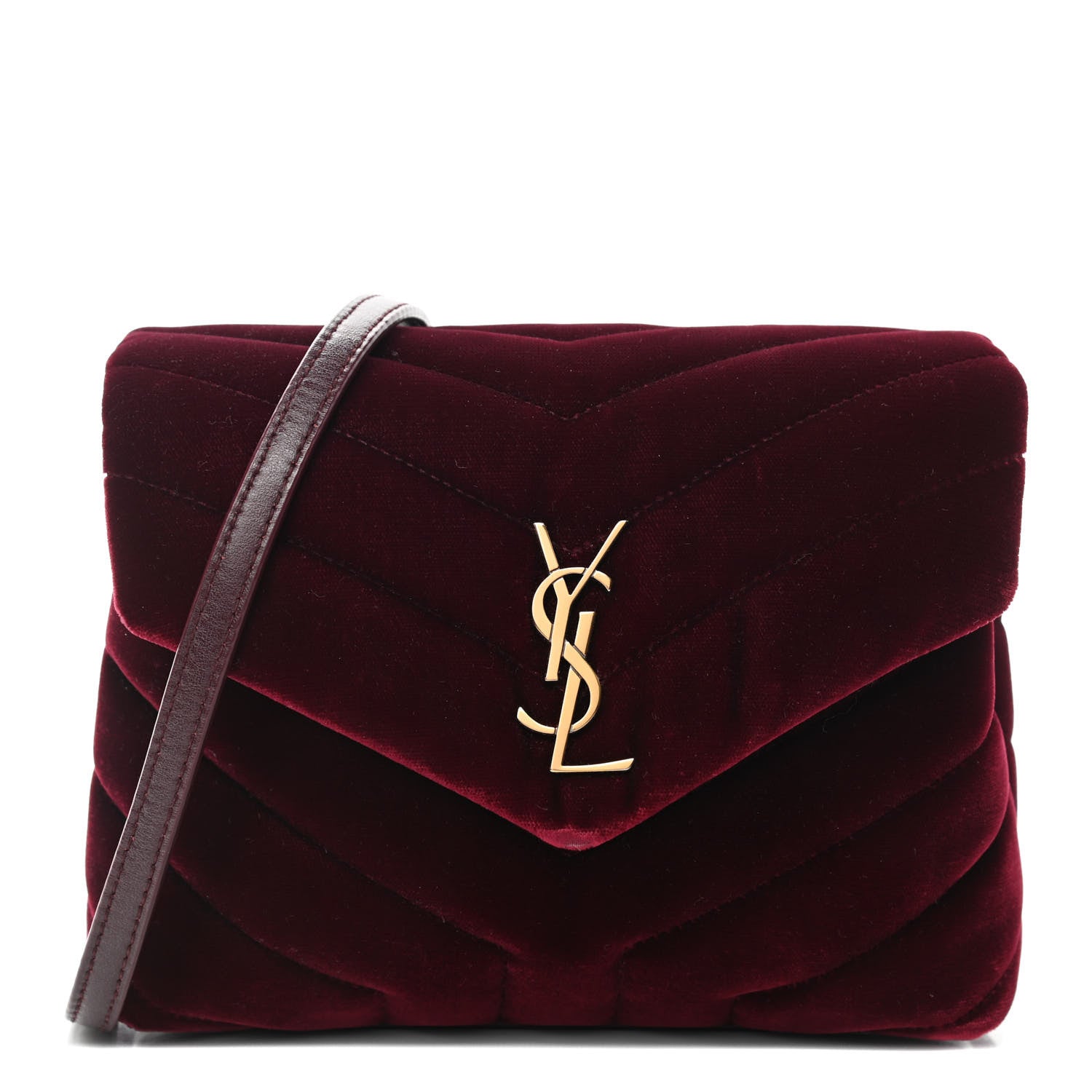 Saint Laurent Velvet Y Quilted Monogram Toy Loulou Crossbody Bag French Burgundy 1 of 4