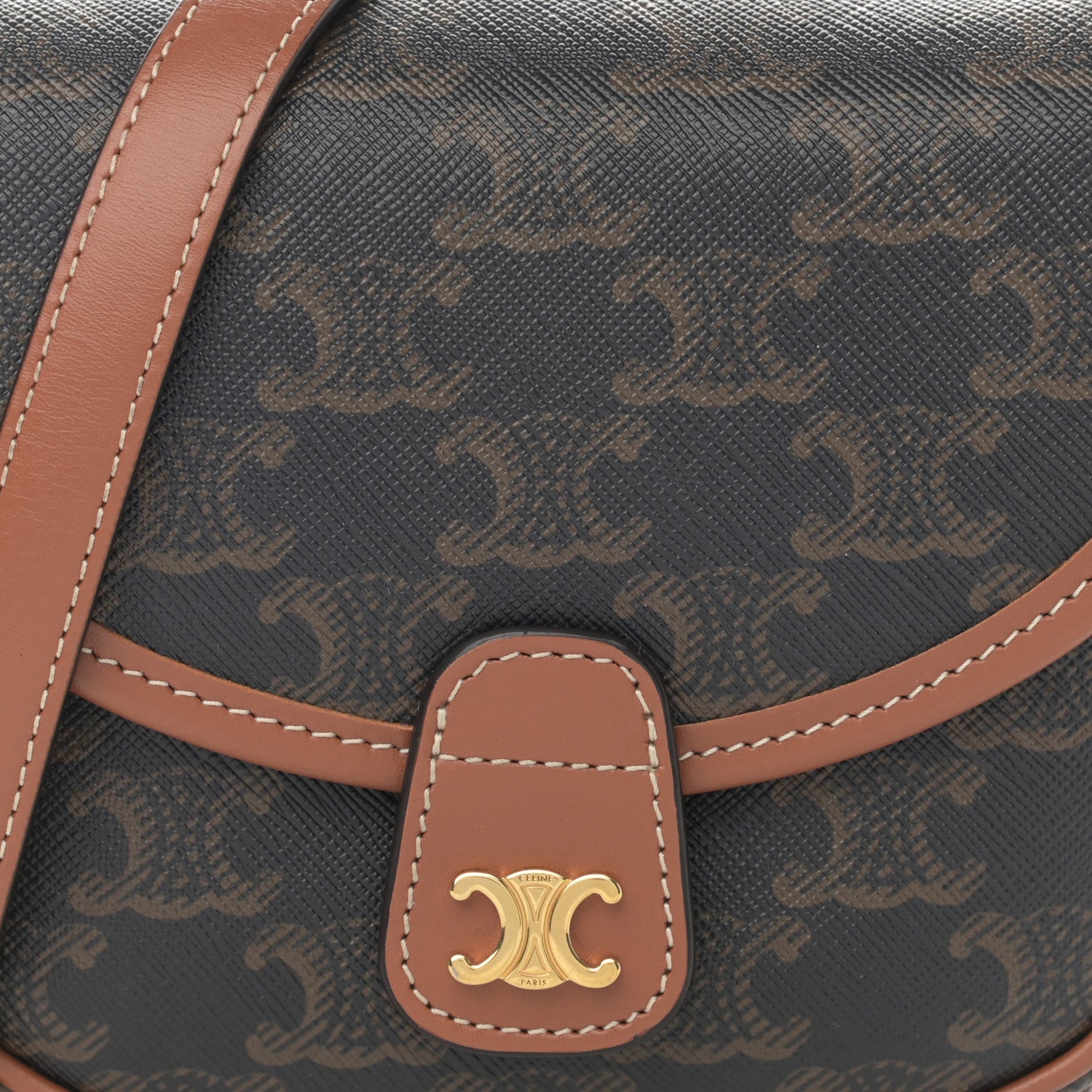 Celine Canvas Calfskin Triomphe Mini Besace Tan 8 of 11