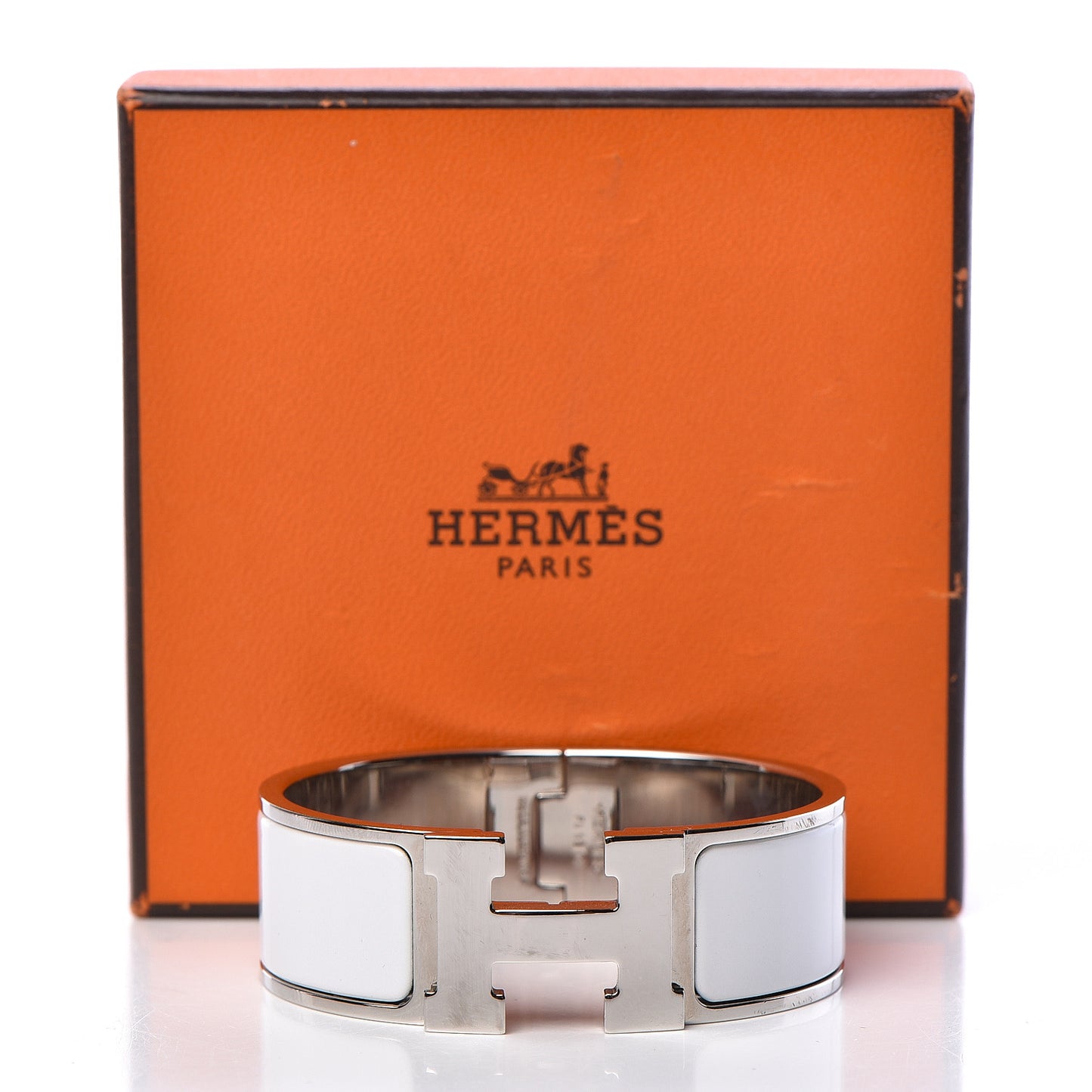 Enamel Wide Clic Clac H Bracelet PM White