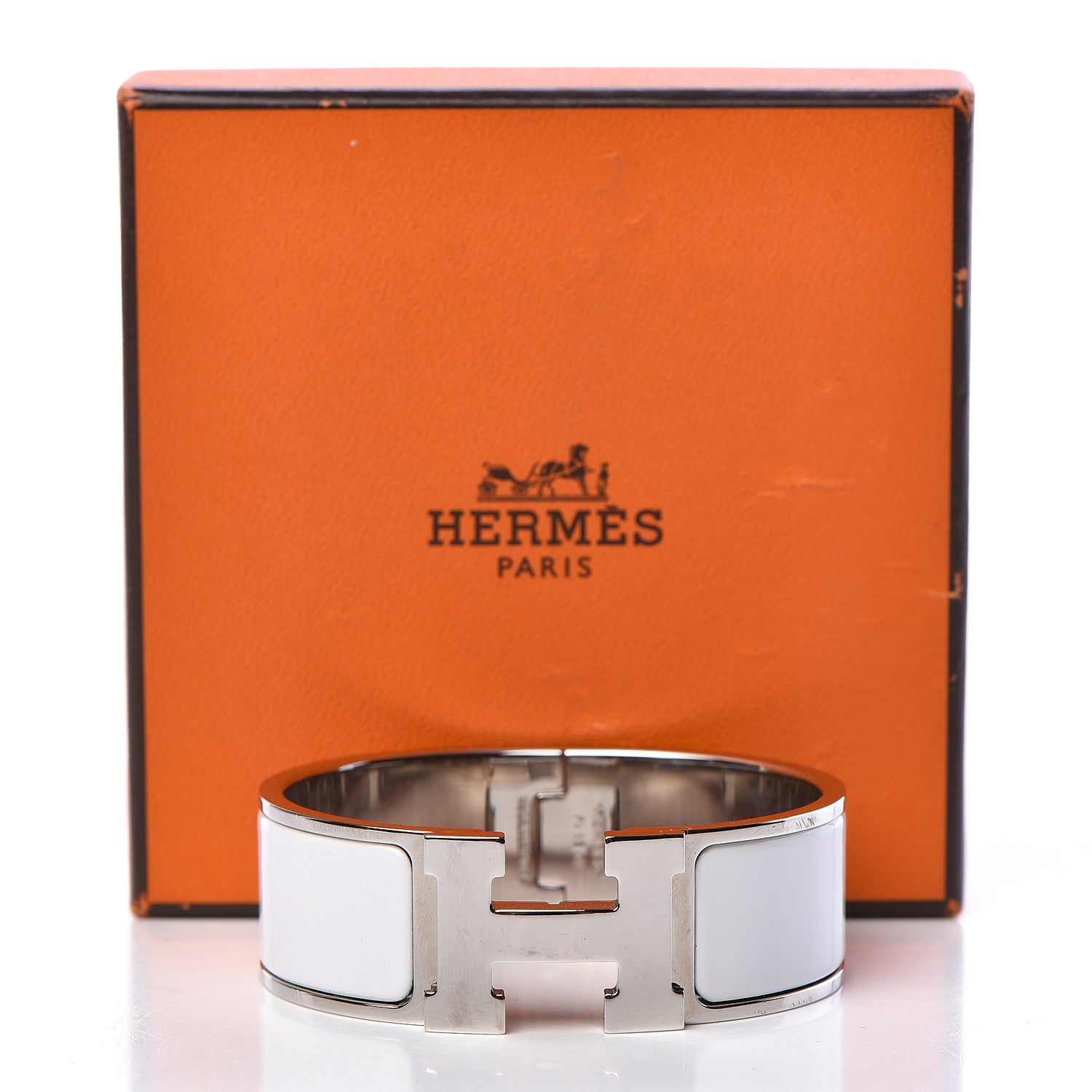 Hermes Enamel Wide Clic Clac H Bracelet PM White 6 of 6