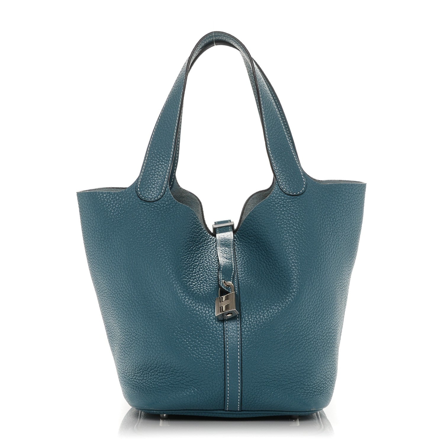 Hermes Taurillon Clemence Picotin Lock 22 MM Blue Jean 1 of 7