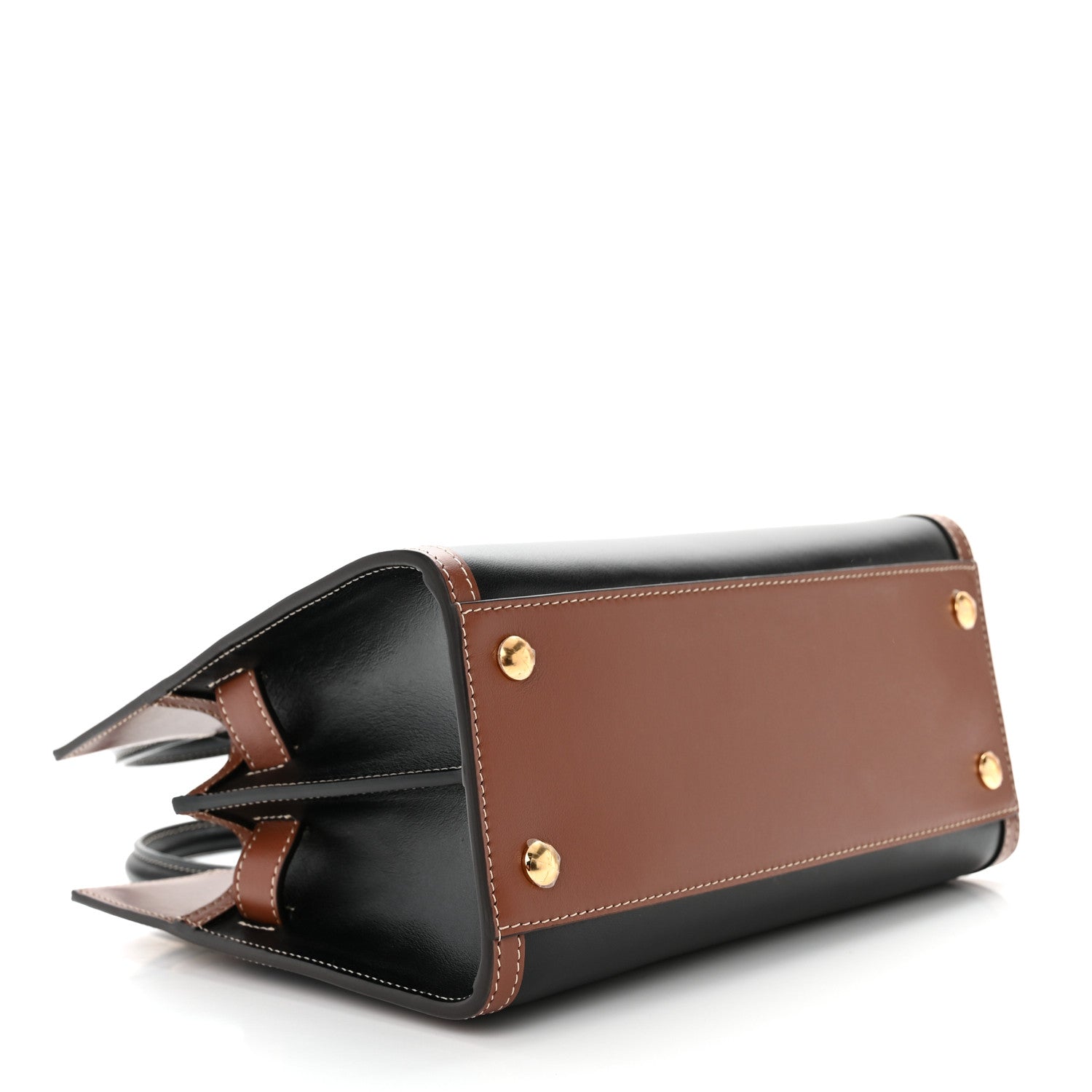 Burberry Calfskin Vintage Check Mini Two Handle Title Bag Black 4 of 9