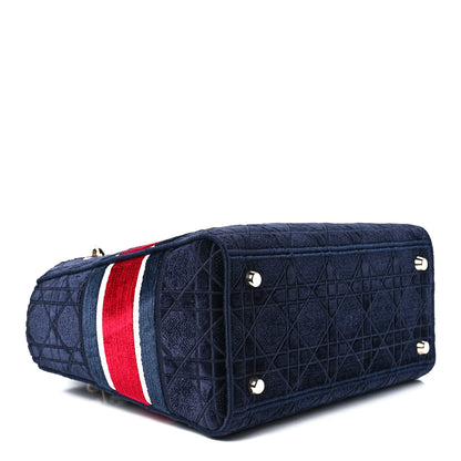 Christian Dior Velvet Cannage Medium Lady D-Lite Blue Red White 4 of 11