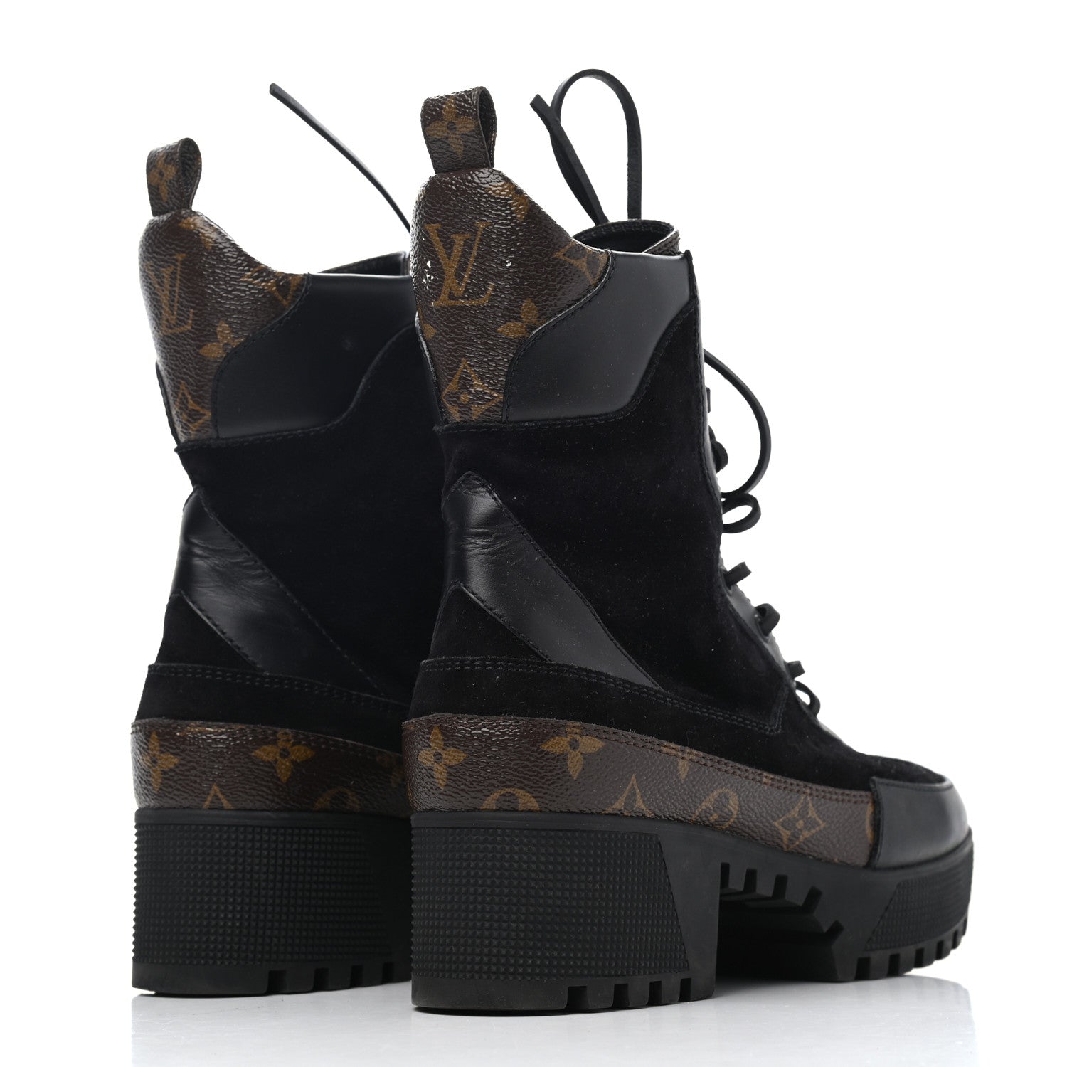 Louis Vuitton Suede Calfskin Monogram Laureate Platform Desert Boots 40 Black 3 of 4