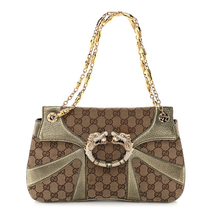 Gucci Monogram Tom Ford Jeweled Dragon Bag Gold 1 of 12