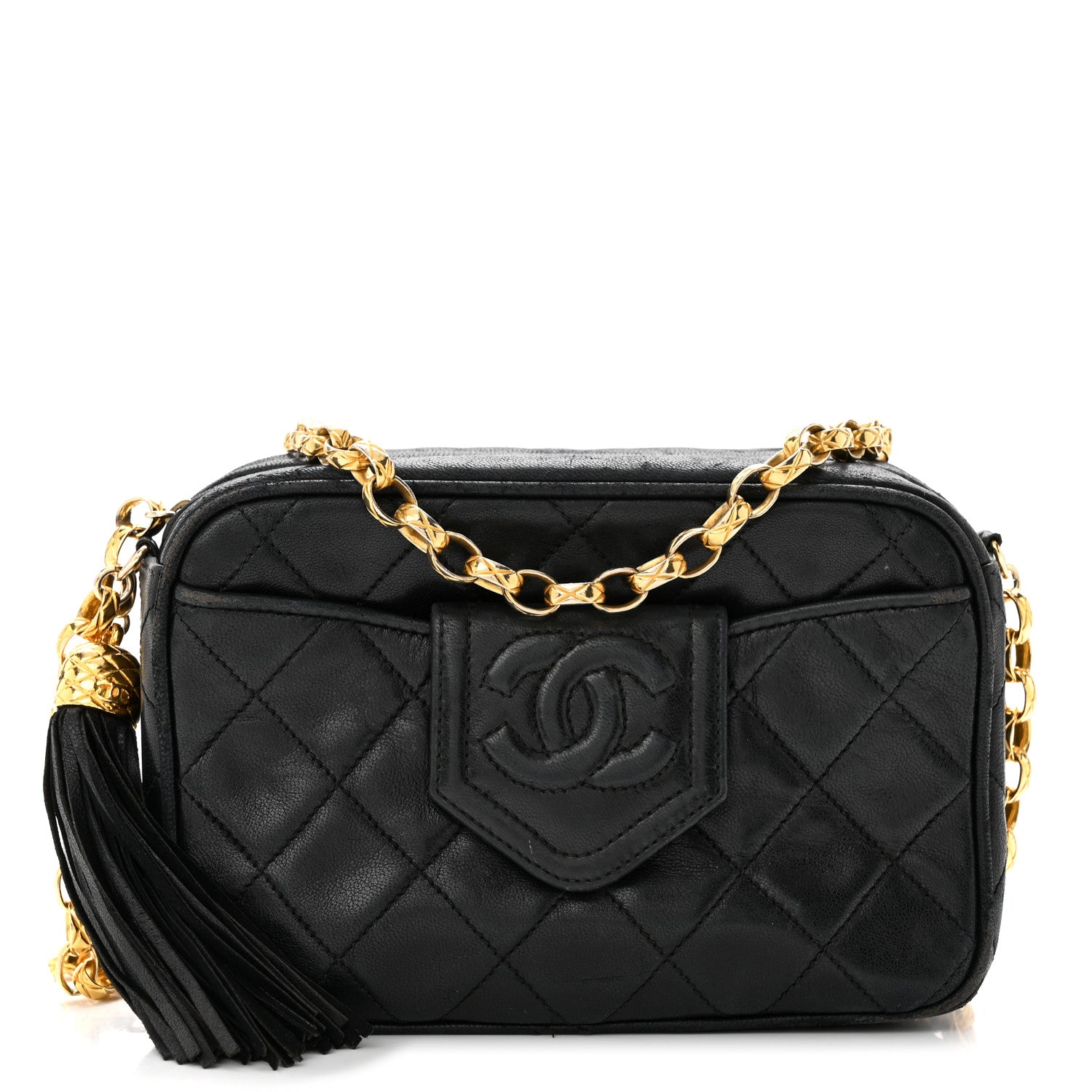 Chanel Lambskin Quilted CC Tassel Camera Case Black 1 of 13