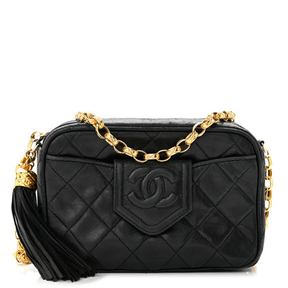 Chanel Lambskin Quilted CC Tassel Camera Case Black 1 of 13