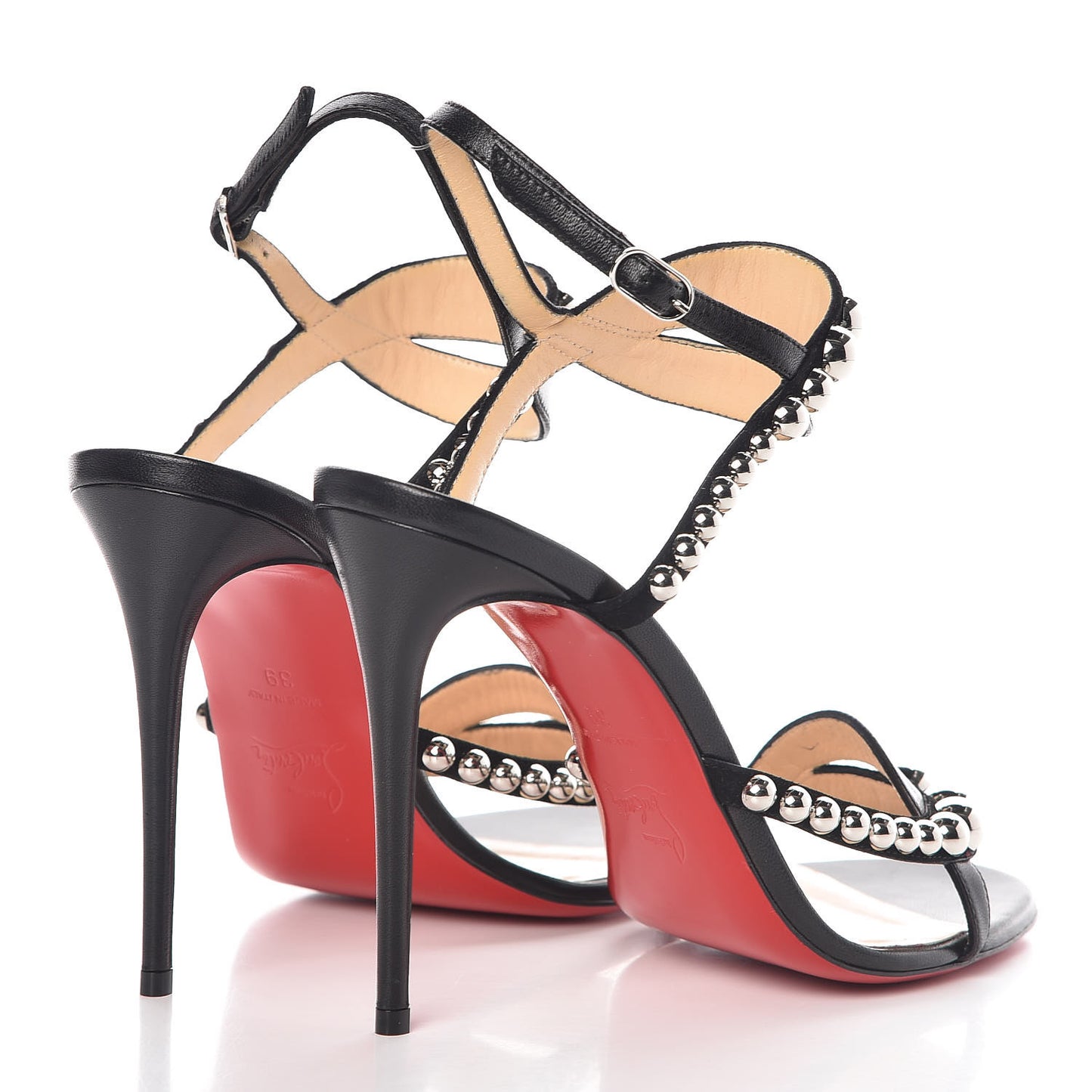 Shiny Nappa Suede Galeria 100 Sandals 39 Black Silver