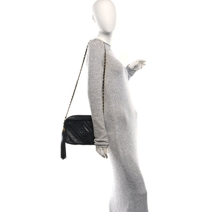 Chanel Lambskin Quilted CC Tassel Camera Case Black 2 of 10