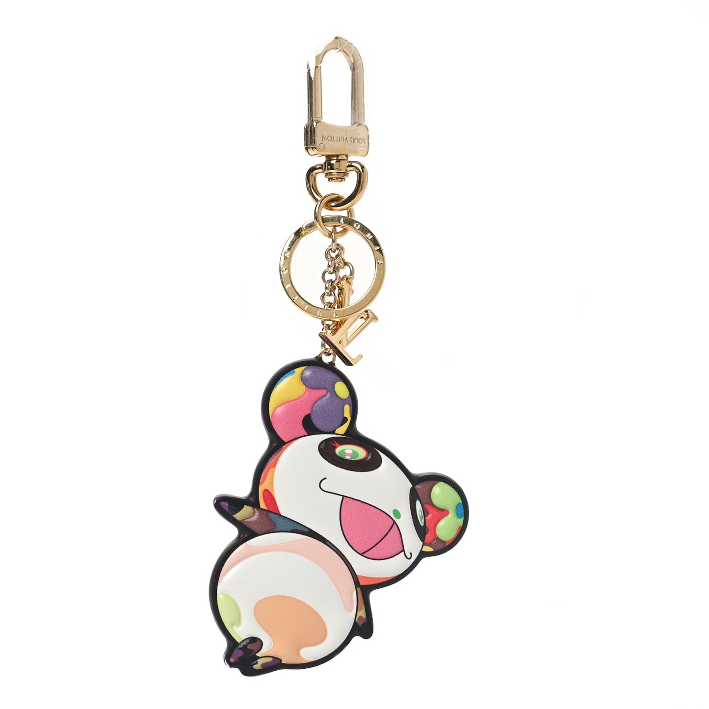 LV x TM Cowhide Monogram Superflat Panda Key Ring Bag Charm Multicolor