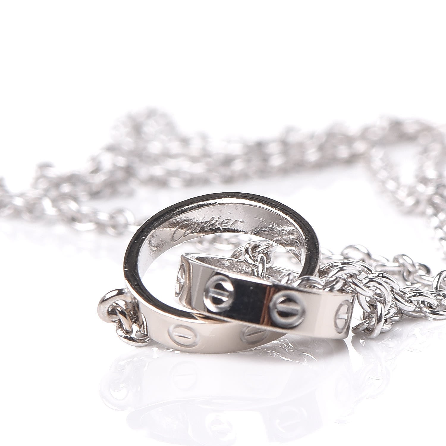 Cartier 18K White Gold Interlocking LOVE Necklace 7 of 8