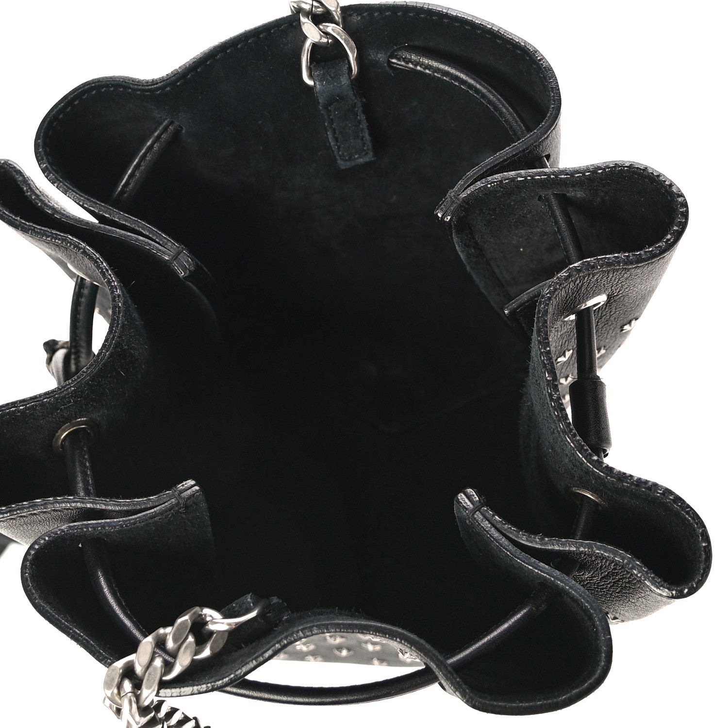 Saint Laurent Calfskin Star Studded Small Emmanuelle Bucket Bag Black 5 of 8