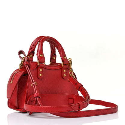 Balenciaga Grained Calfskin Neo Classic Gold Hardware Nano City Crossbody Medium Red 2 of 7