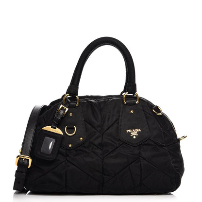 Prada Nylon Chevron Quilted Dome Satchel Black 1 of 12