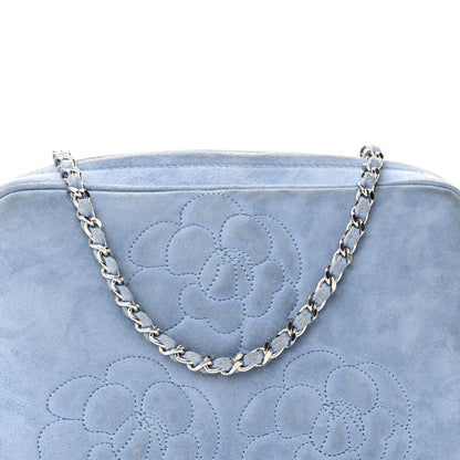 Chanel Suede Camellia Camera Case Light Blue 9 of 12