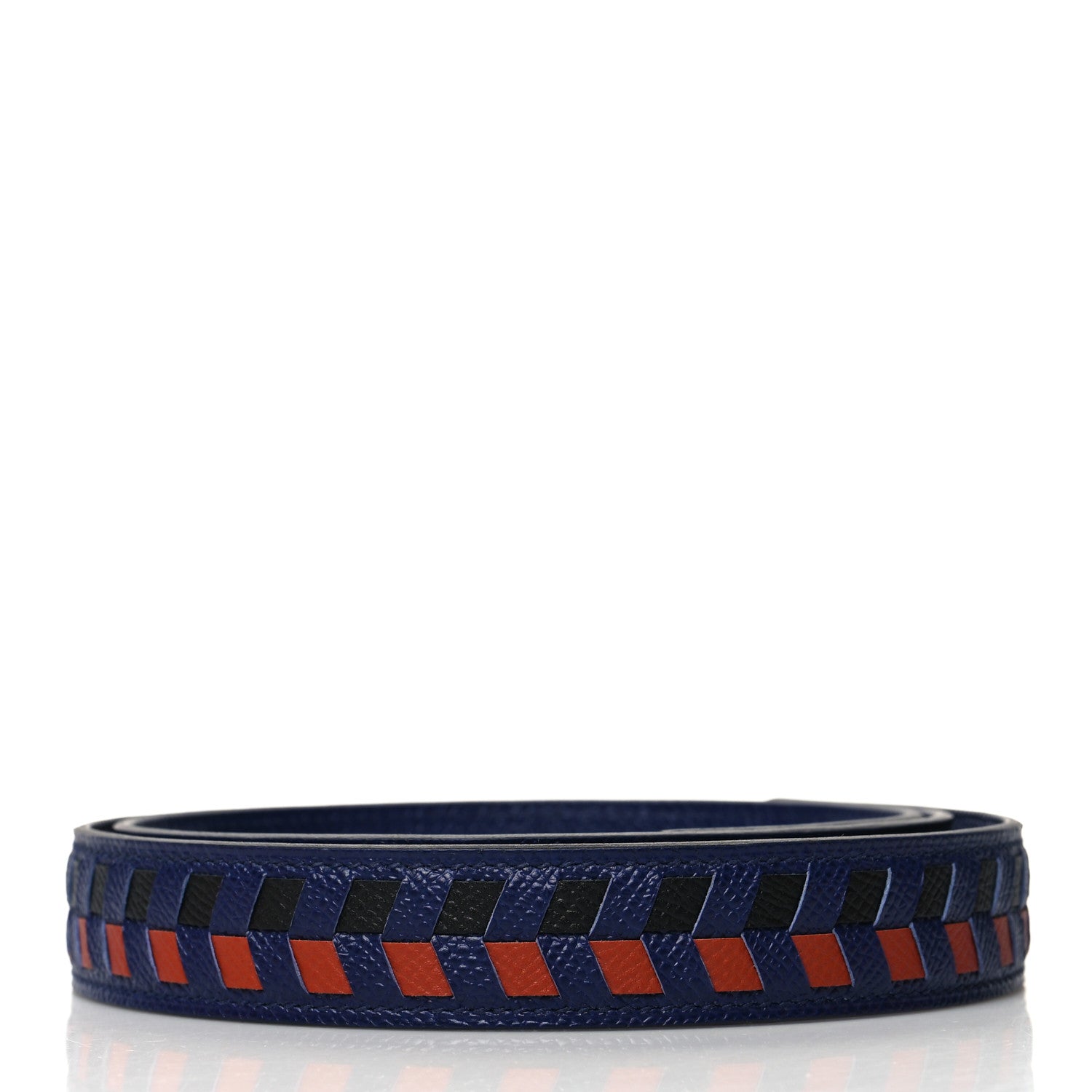 Hermes Epsom 25mm Tressage Shoulder Strap Bleu Indigo Noir Terre Battue 2 of 5
