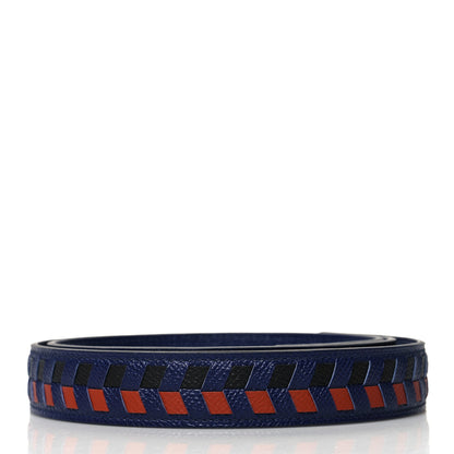 Hermes Epsom 25mm Tressage Shoulder Strap Bleu Indigo Noir Terre Battue 2 of 5