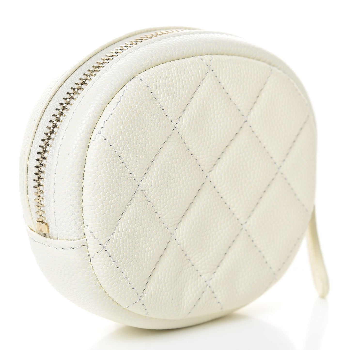 Caviar Quilted Zip Around Classic Coin Purse White