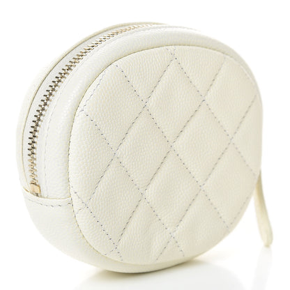 Chanel Caviar Quilted Zip Around Classic Coin Purse White 3 of 8