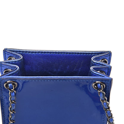 Chanel Metallic Patent Crossbody CC Phone Holder Blue 12 of 13